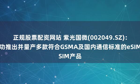 正规股票配资网站 紫光国微(002049.SZ)：已成功推出并量产多款符合GSMA及国内通信标准的eSIM产品